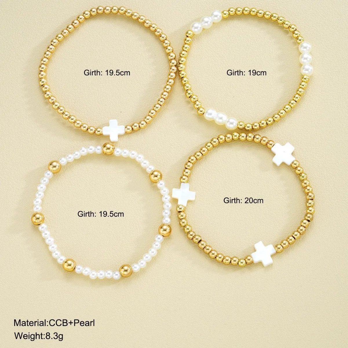 Wholesale Bohemian Bead Cross Bracelet 4-Piece Set