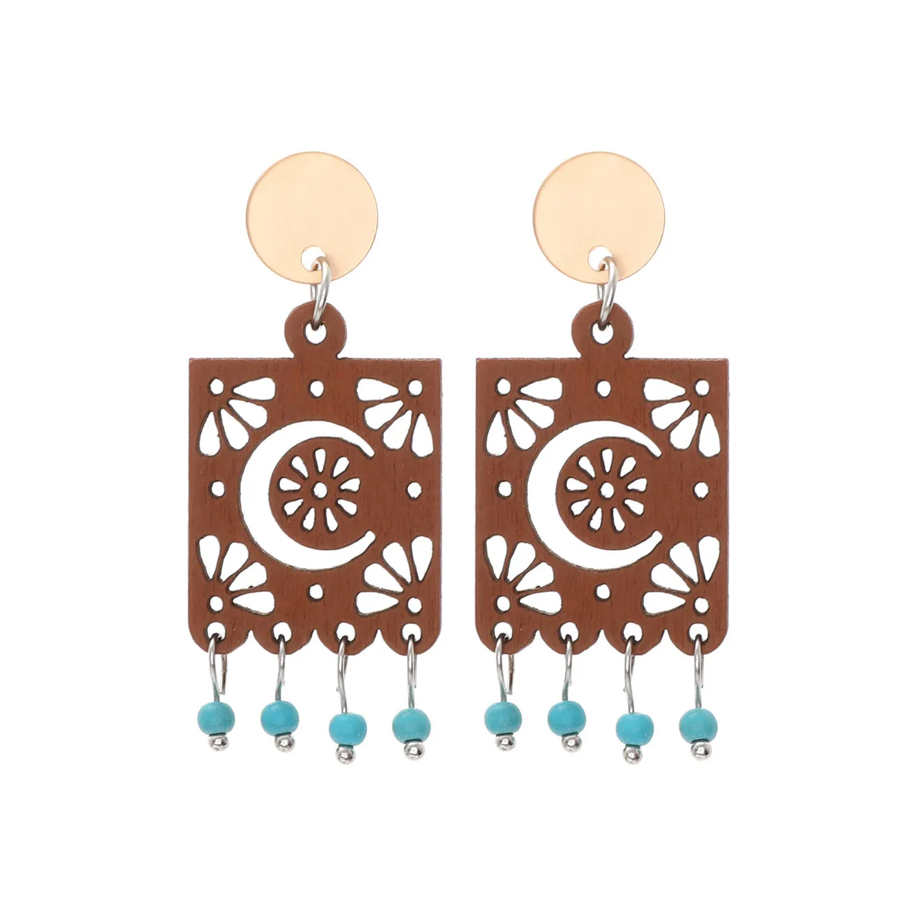 Wholesale Bohemian Butterfly Leaves Skull Hollow Wooden Earrings