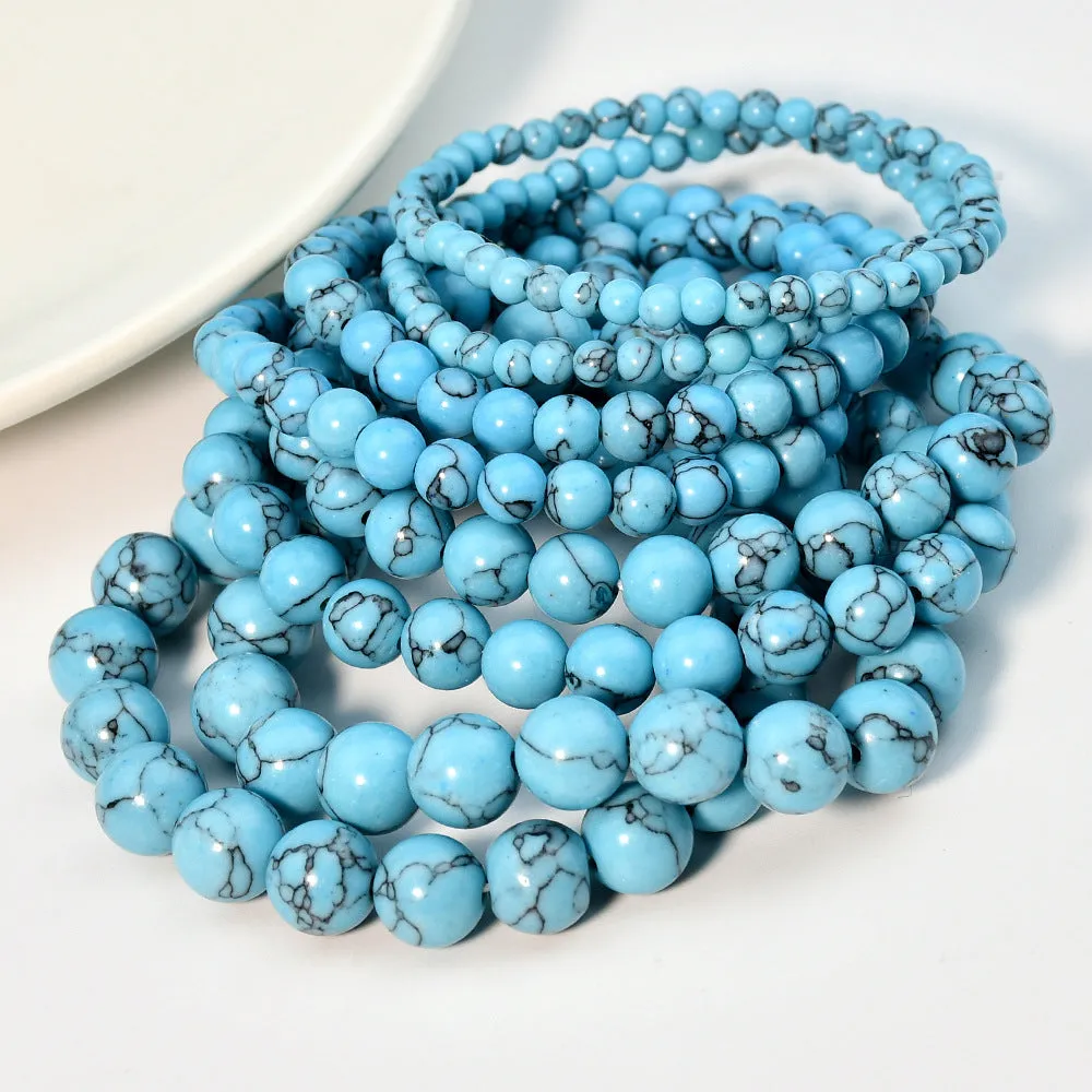 Wholesale Bohemian Classic retro style single circle blue turquoise bracelet beads turquoise bracelet