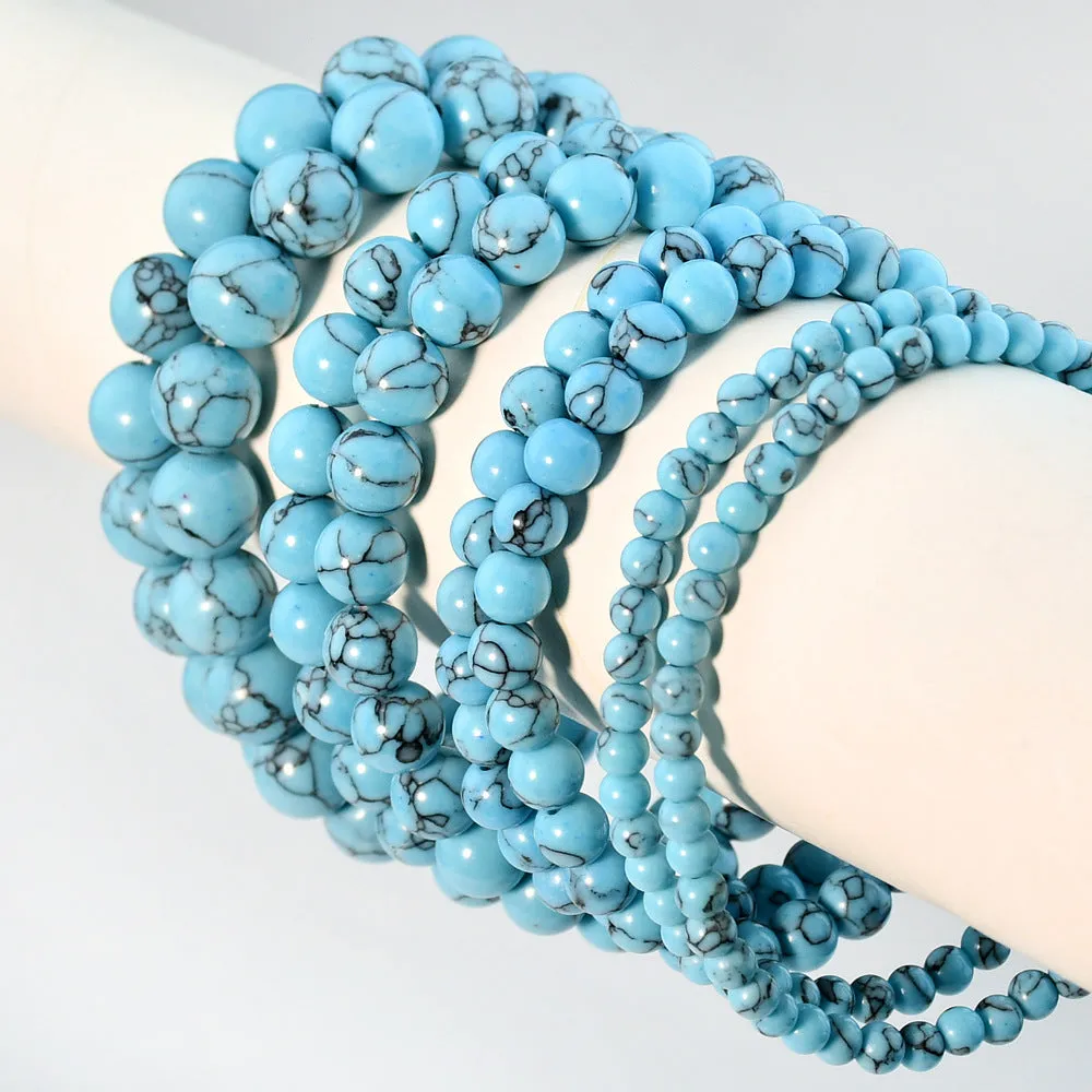 Wholesale Bohemian Classic retro style single circle blue turquoise bracelet beads turquoise bracelet