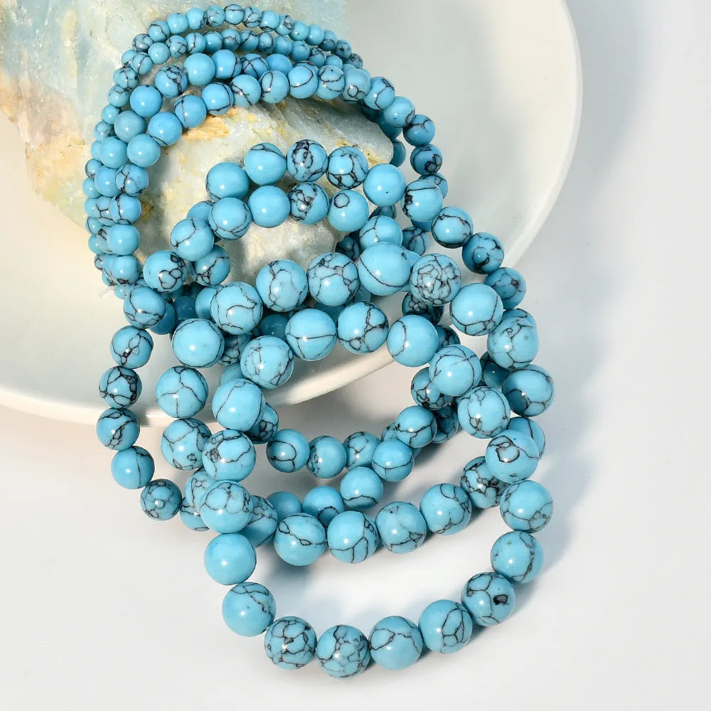 Wholesale Bohemian Classic retro style single circle blue turquoise bracelet beads turquoise bracelet