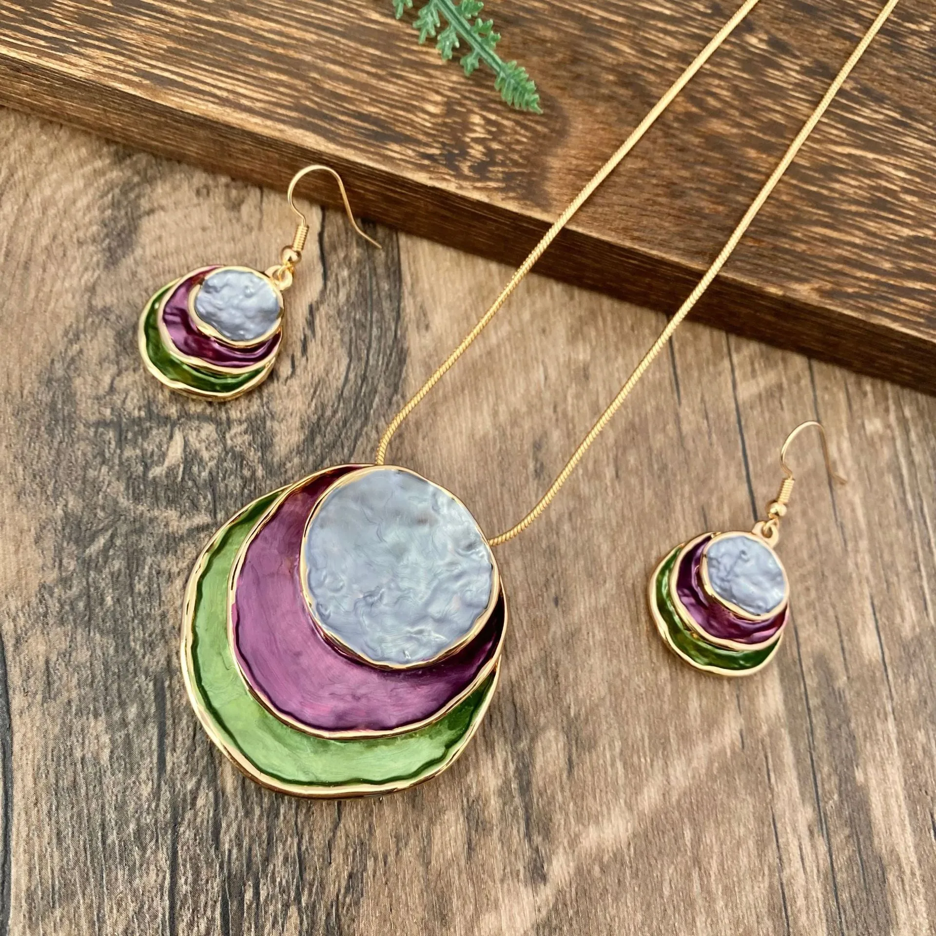 Wholesale Bohemian Colorful Hoop Hollow Dangle Earrings Set Necklaces
