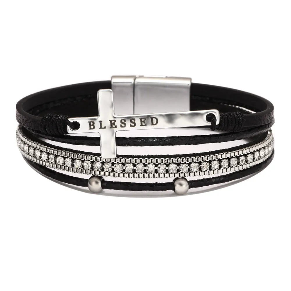 Wholesale Bohemian Cross Micro Diamond Magnetic Bracelet