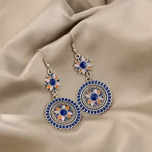 Wholesale Bohemian Drip Oil Round Sunflower Alloy Earrings