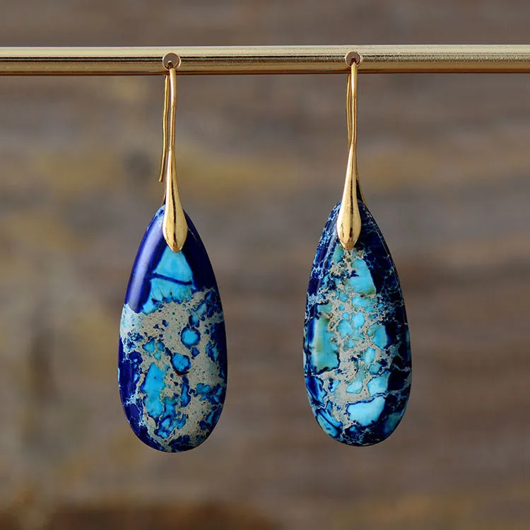 Wholesale Bohemian Droplet Pendant Natural Stone Earrings