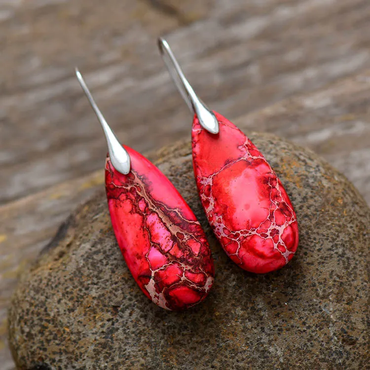 Wholesale Bohemian Droplet Pendant Natural Stone Earrings