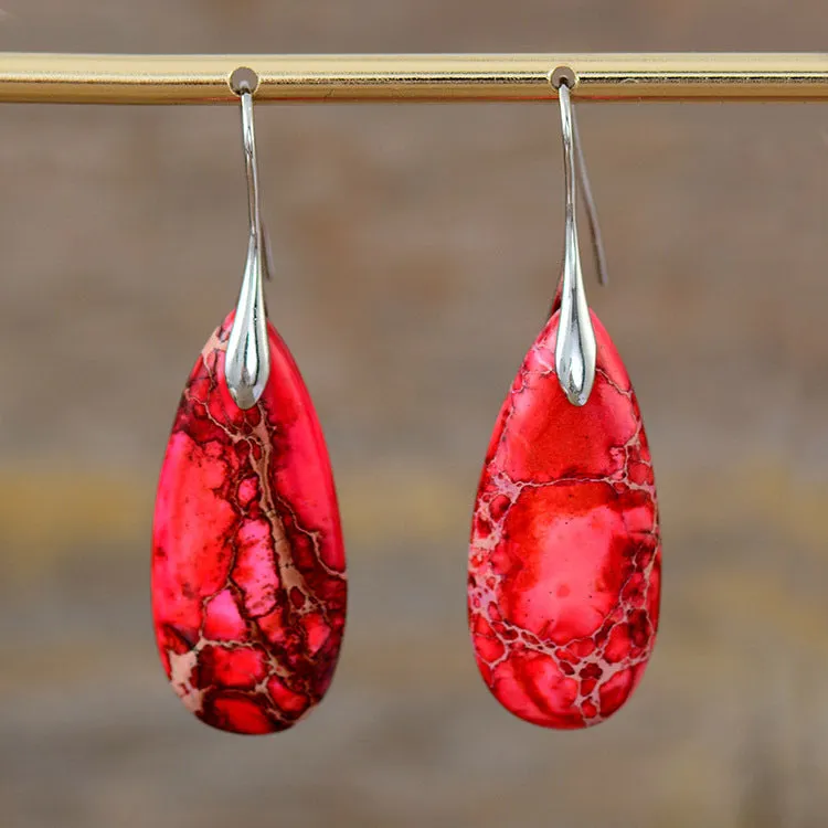 Wholesale Bohemian Droplet Pendant Natural Stone Earrings