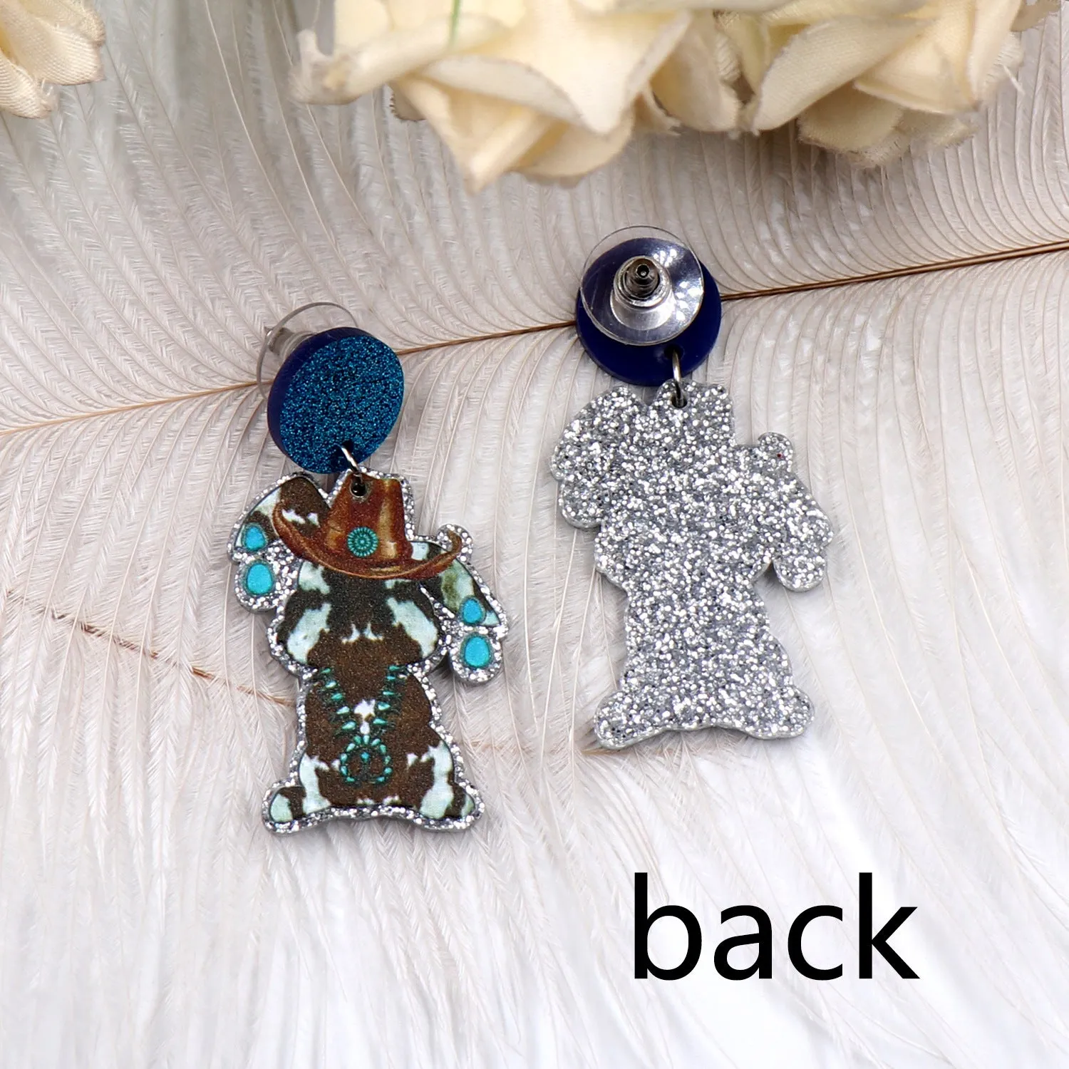 Wholesale Bohemian Easter Bunny Cowboy Hat Acrylic Earrings