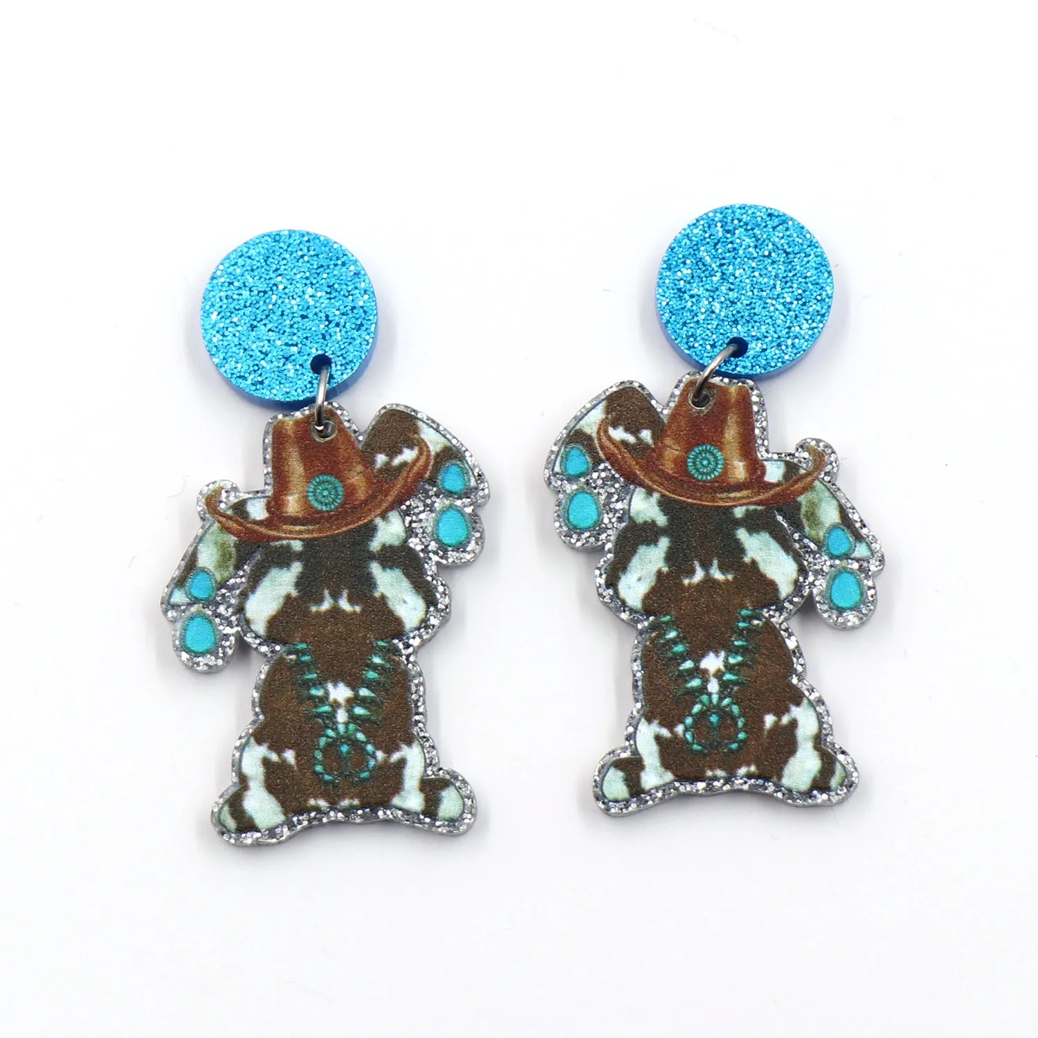 Wholesale Bohemian Easter Bunny Cowboy Hat Acrylic Earrings