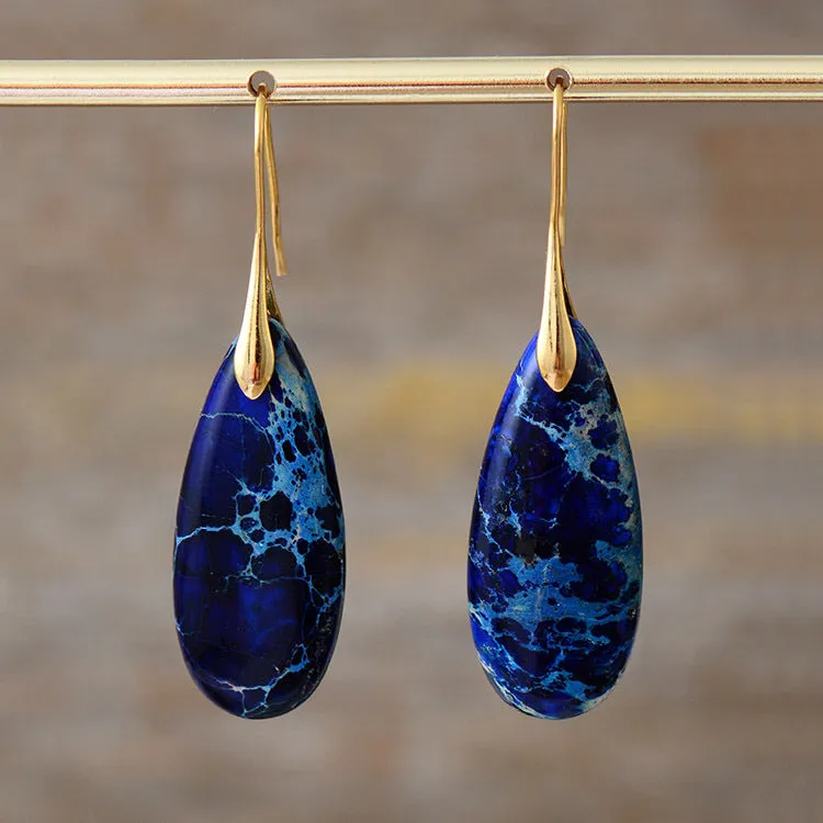 Wholesale Bohemian Emperor Stone Droplet Pendant Earrings
