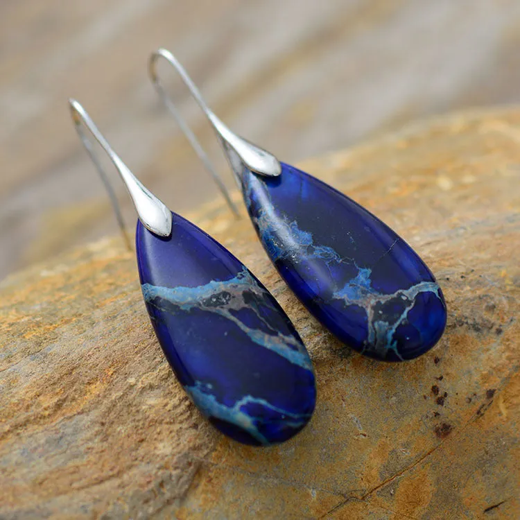 Wholesale Bohemian Emperor Stone Droplet Pendant Earrings