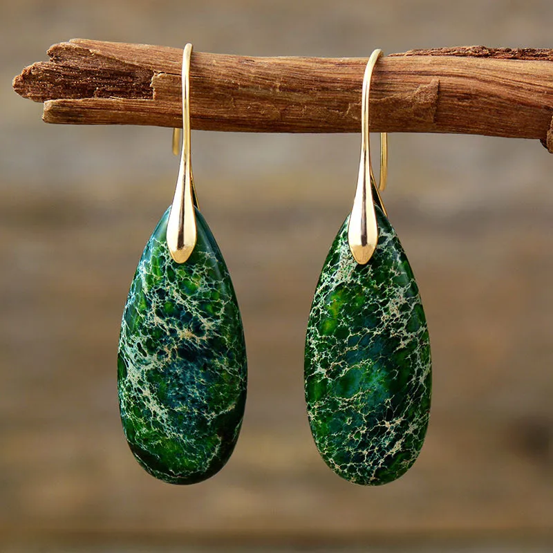 Wholesale Bohemian Emperor Stone Droplet Pendant Earrings