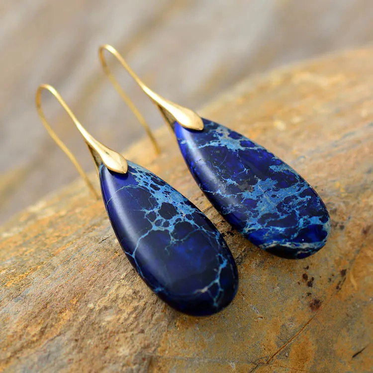 Wholesale Bohemian Emperor Stone Droplet Pendant Earrings