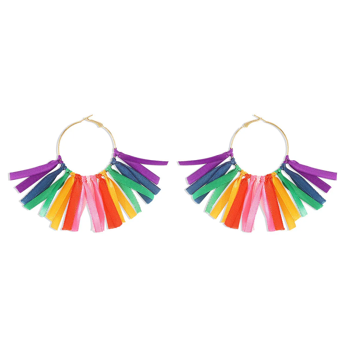 Wholesale Bohemian Ethnic Style Beach Big Hoop Tassel Earrings