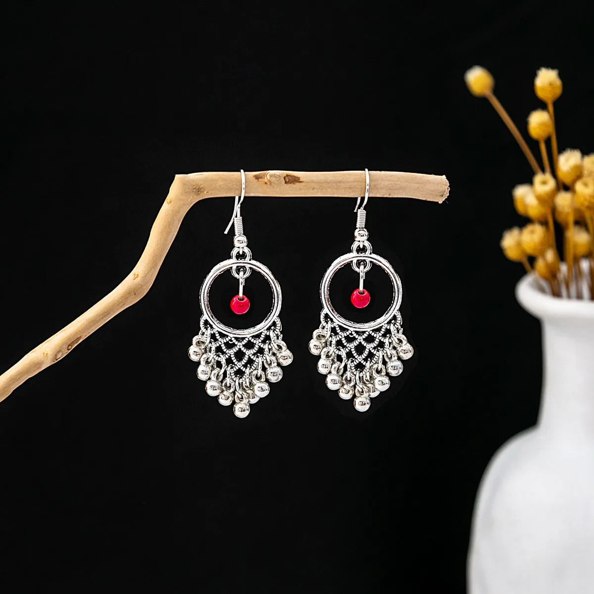 Wholesale Bohemian Ethnic Style Feather Tassel Alloy Earrings
