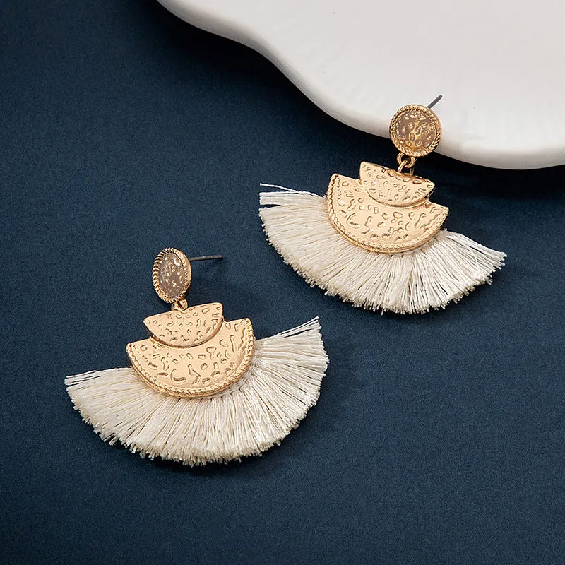 Wholesale Bohemian Ethnic Style Geometric Metal Alloy Tassel Earrings