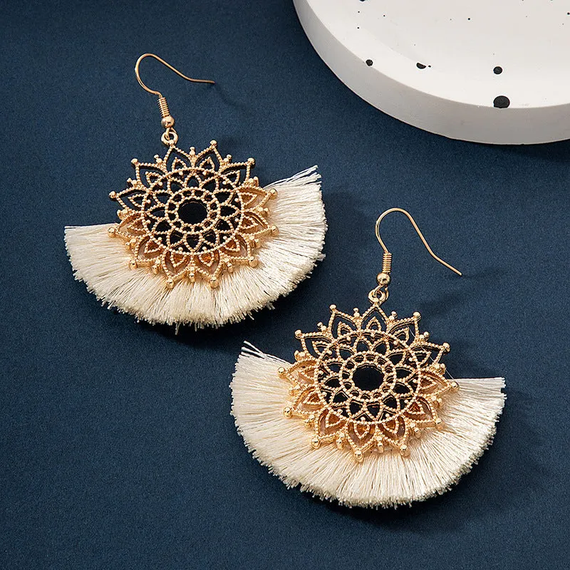 Wholesale Bohemian Ethnic Style Geometric Metal Alloy Tassel Earrings