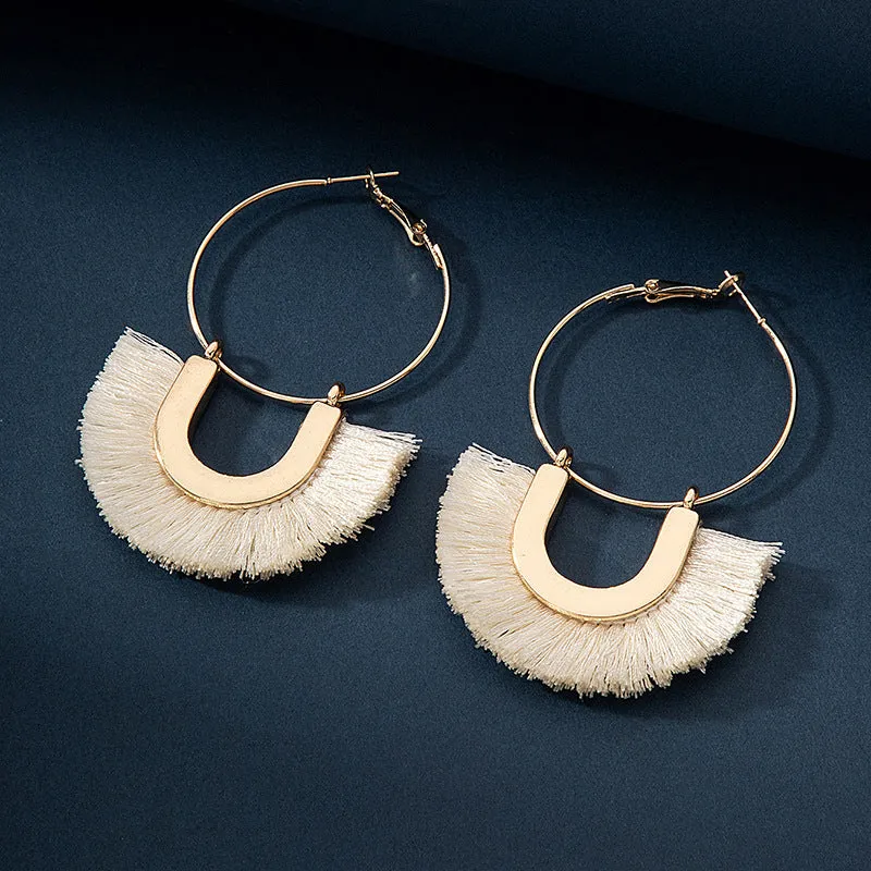 Wholesale Bohemian Ethnic Style Geometric Metal Alloy Tassel Earrings