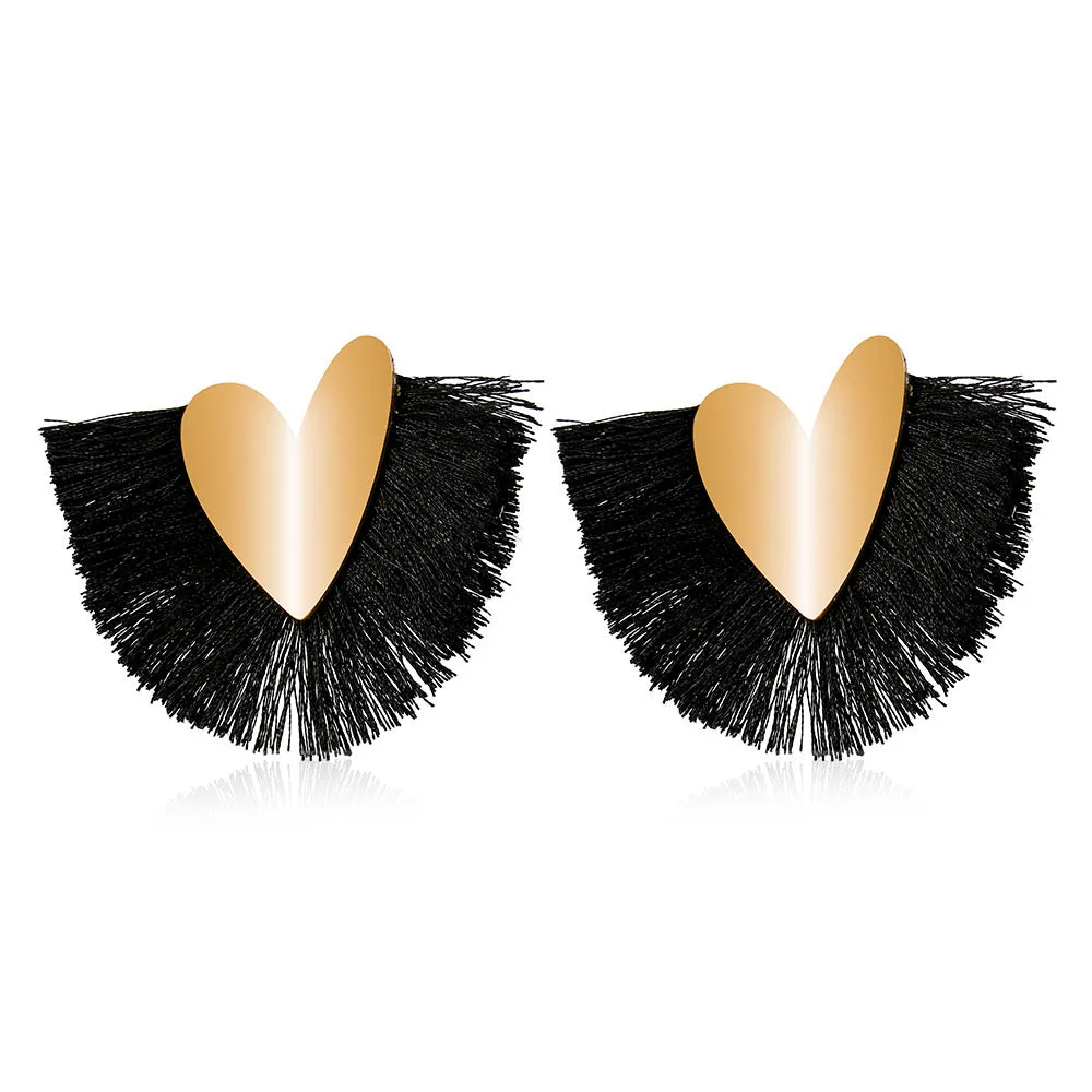 Wholesale Bohemian Exaggerated Scalloped Tassel Vintage Love Earrings