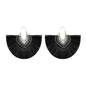 Wholesale Bohemian Fan Shape Long Tassel Vintage Ripple Earrings
