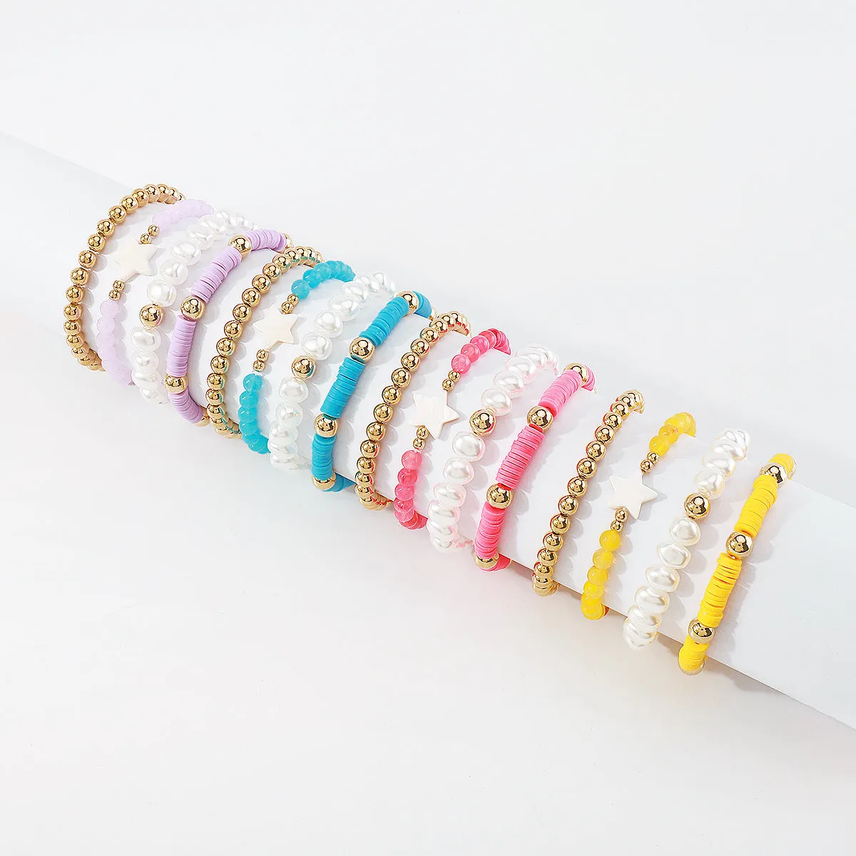 Wholesale Bohemian Fashion Imitation Pearl Polymer Clay Geometric Bracelet