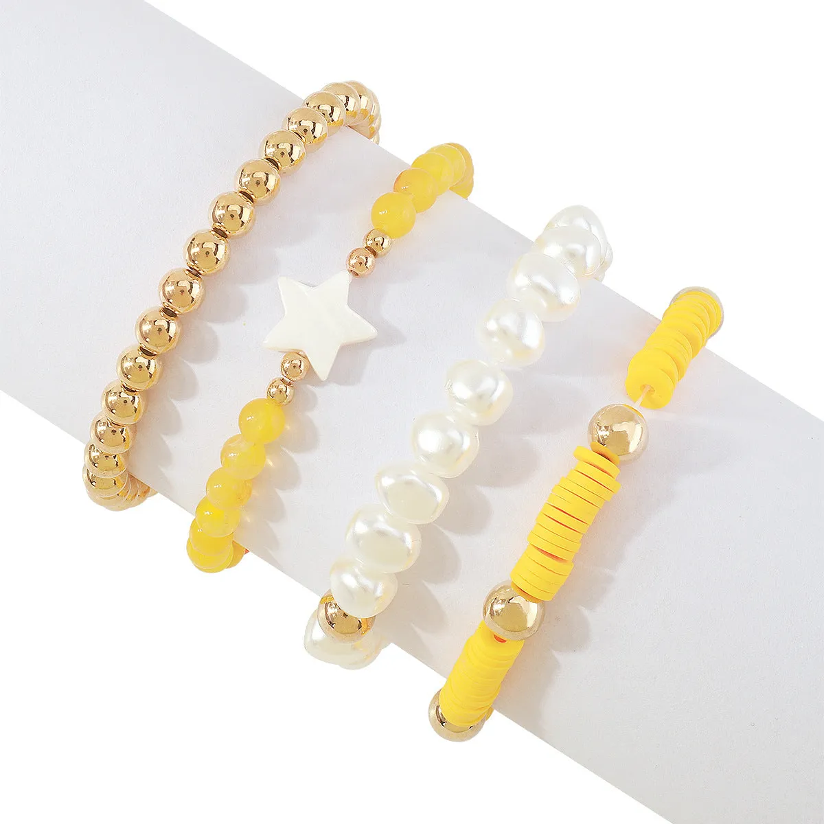 Wholesale Bohemian Fashion Imitation Pearl Polymer Clay Geometric Bracelet