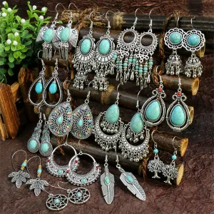 Wholesale Bohemian Fashion Teardrop Shape Vintage Long Earrings
