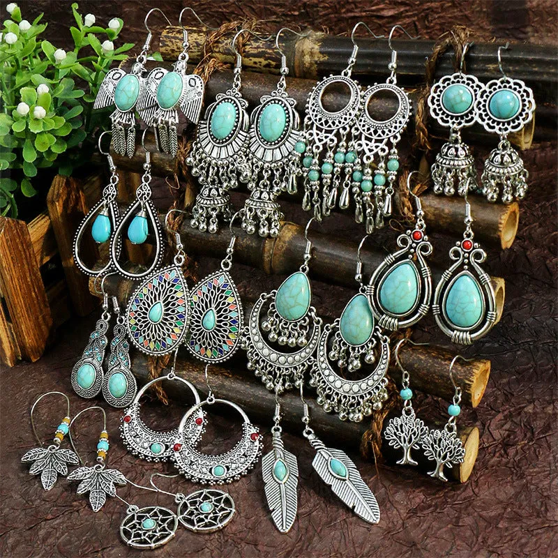 Wholesale Bohemian Fashion Teardrop Shape Vintage Long Earrings
