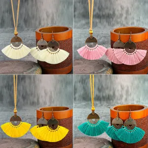 Wholesale Bohemian Fashion Vintage Scallop Necklace Earrings Set