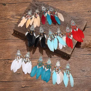 Wholesale Bohemian Feather Vintage Tassel Earrings