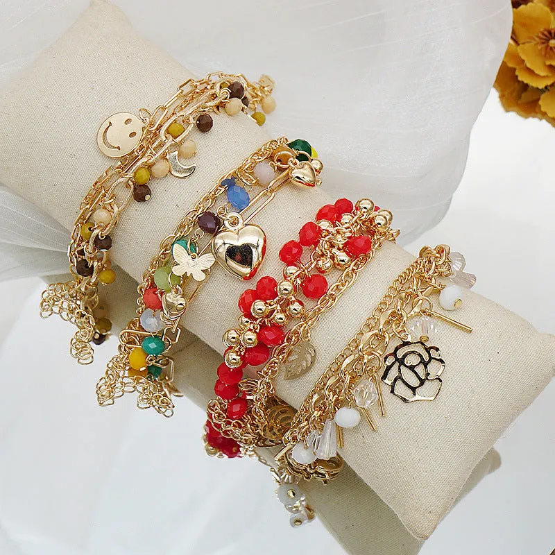 Wholesale Bohemian Flowers and Leaves Resin Bracelet