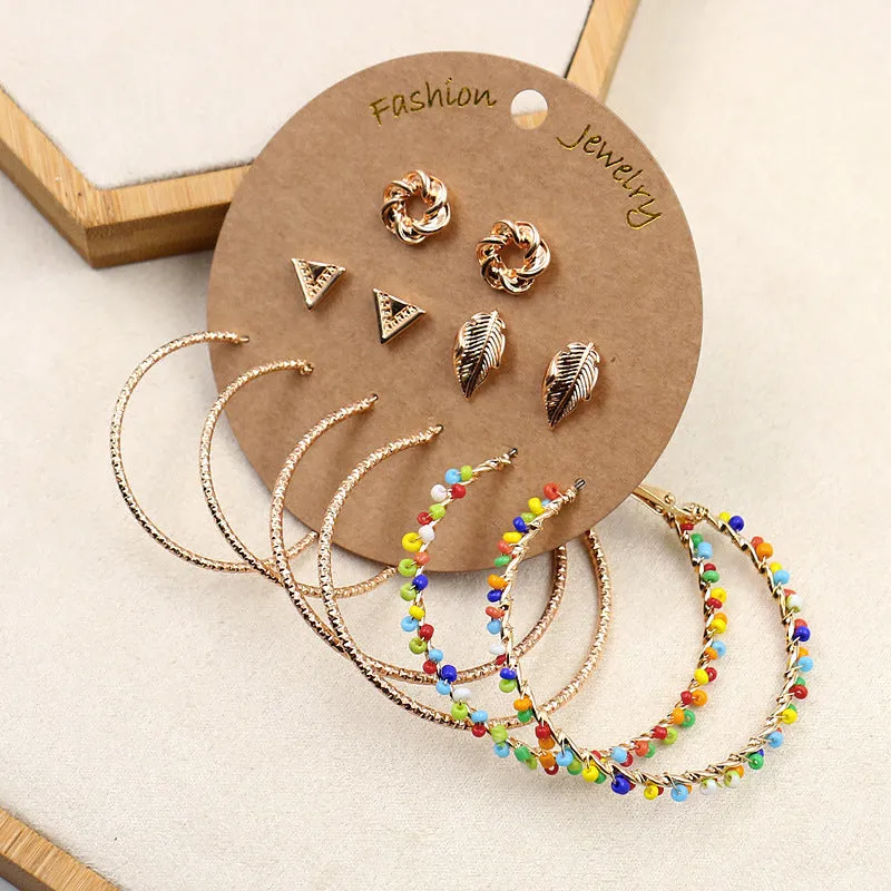 Wholesale Bohemian Gold Large Circle Tassel Earrings Set