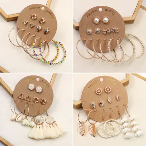 Wholesale Bohemian Gold Large Circle Tassel Earrings Set