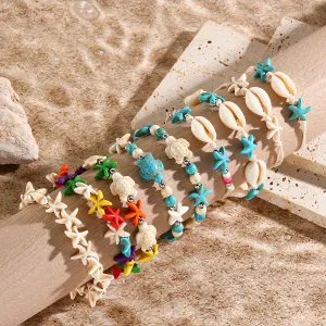 Wholesale Bohemian Handwoven Shell Starfish Knotted Bracelet