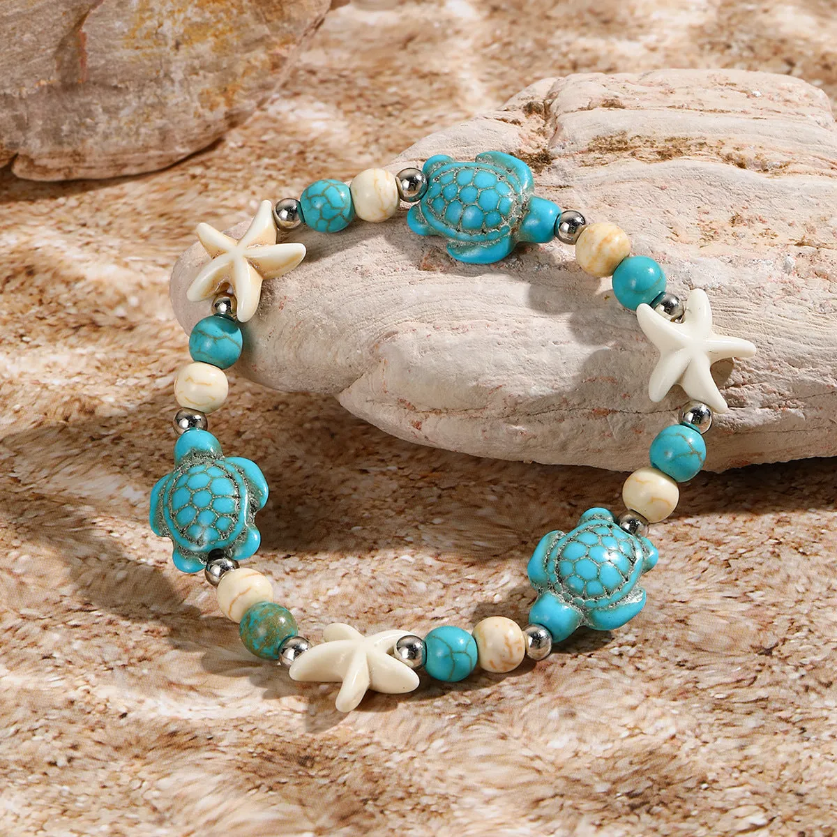 Wholesale Bohemian Handwoven Shell Starfish Knotted Bracelet