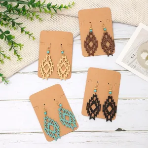 Wholesale Bohemian Hollow Wood Diamond Earrings