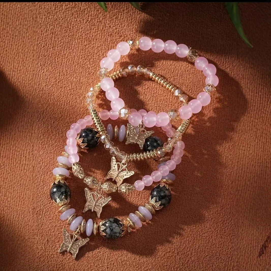 Wholesale Bohemian Imitation Agate Tassel Colorful Butterfly Four-Pack