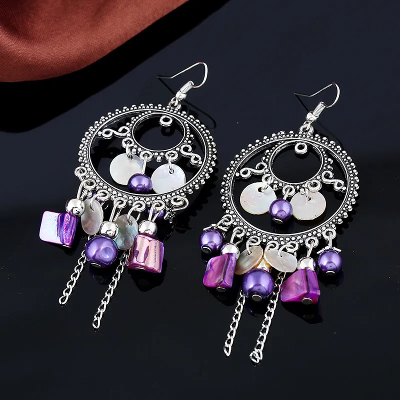 Wholesale  bohemian jewelry ethnic style retro round earrings
