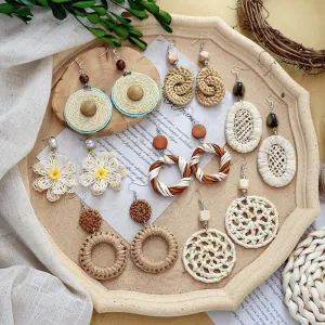Wholesale Bohemian Leisure Holiday Rattan Earrings