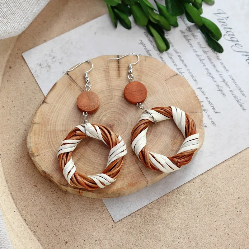 Wholesale Bohemian Leisure Holiday Rattan Earrings