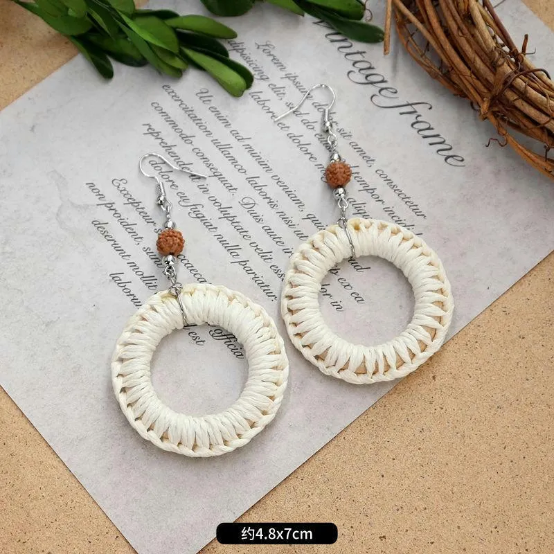 Wholesale Bohemian Leisure Holiday Rattan Earrings