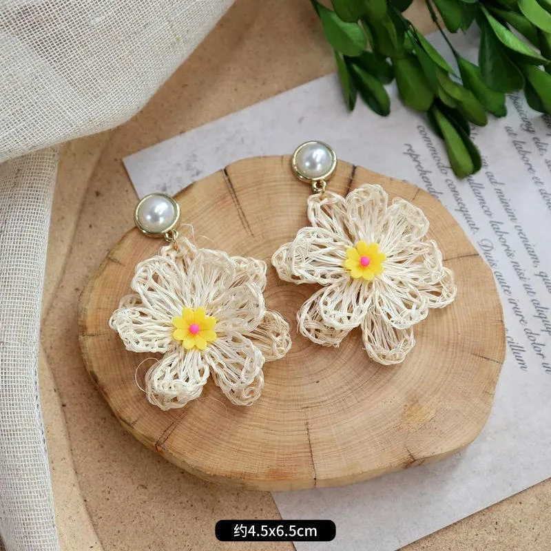 Wholesale Bohemian Leisure Holiday Rattan Earrings