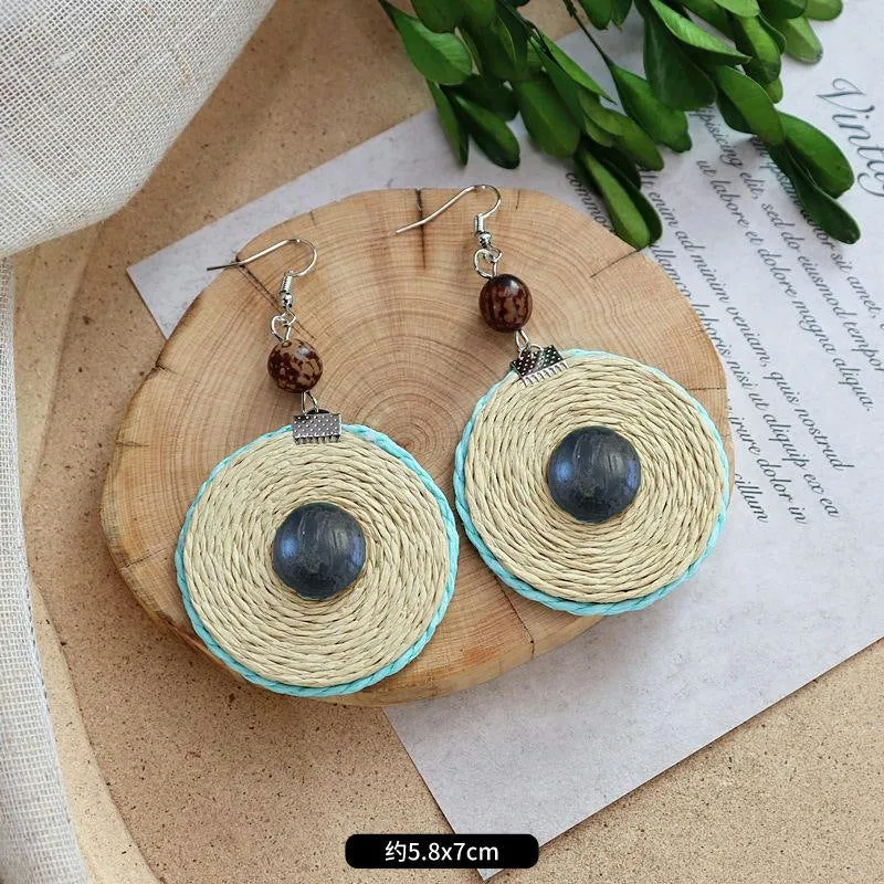 Wholesale Bohemian Leisure Holiday Rattan Earrings