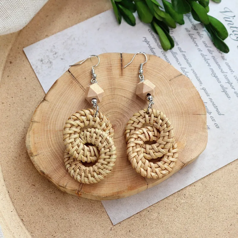 Wholesale Bohemian Leisure Holiday Rattan Earrings