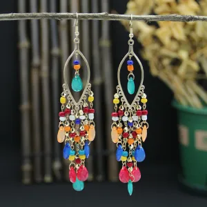 Wholesale Bohemian Long Teardrop Tassel Earrings