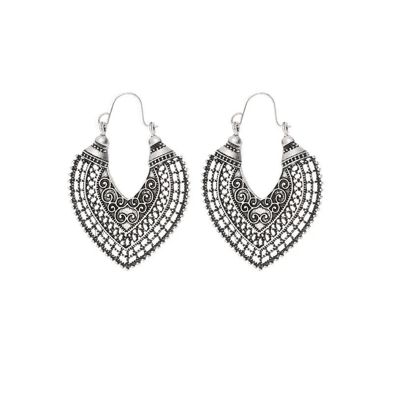 Wholesale Bohemian Metal Hollow Flower Earrings
