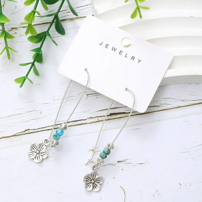 Wholesale Bohemian Metal Turquoise Drop Earrings