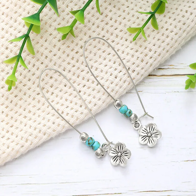 Wholesale Bohemian Metal Turquoise Drop Earrings