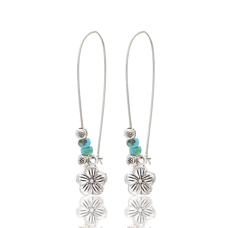 Wholesale Bohemian Metal Turquoise Drop Earrings