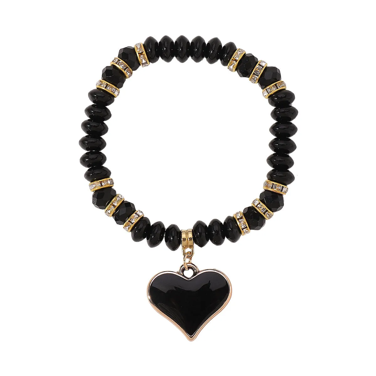 Wholesale Bohemian Natural Stone Love Pendant Beaded Bracelet